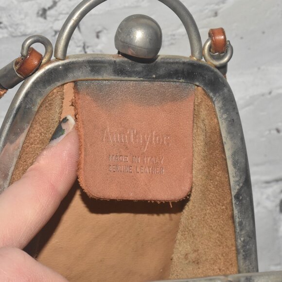 Vintage ANN TAYLOR Croc Embossed Leather Long Crossbody Mini Bag Made in Italy - Picture 9 of 10